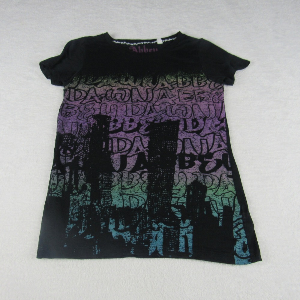 Abbey Dawn Graphic Tee Women XL Black Excellent Avril Lavigne City Skyline